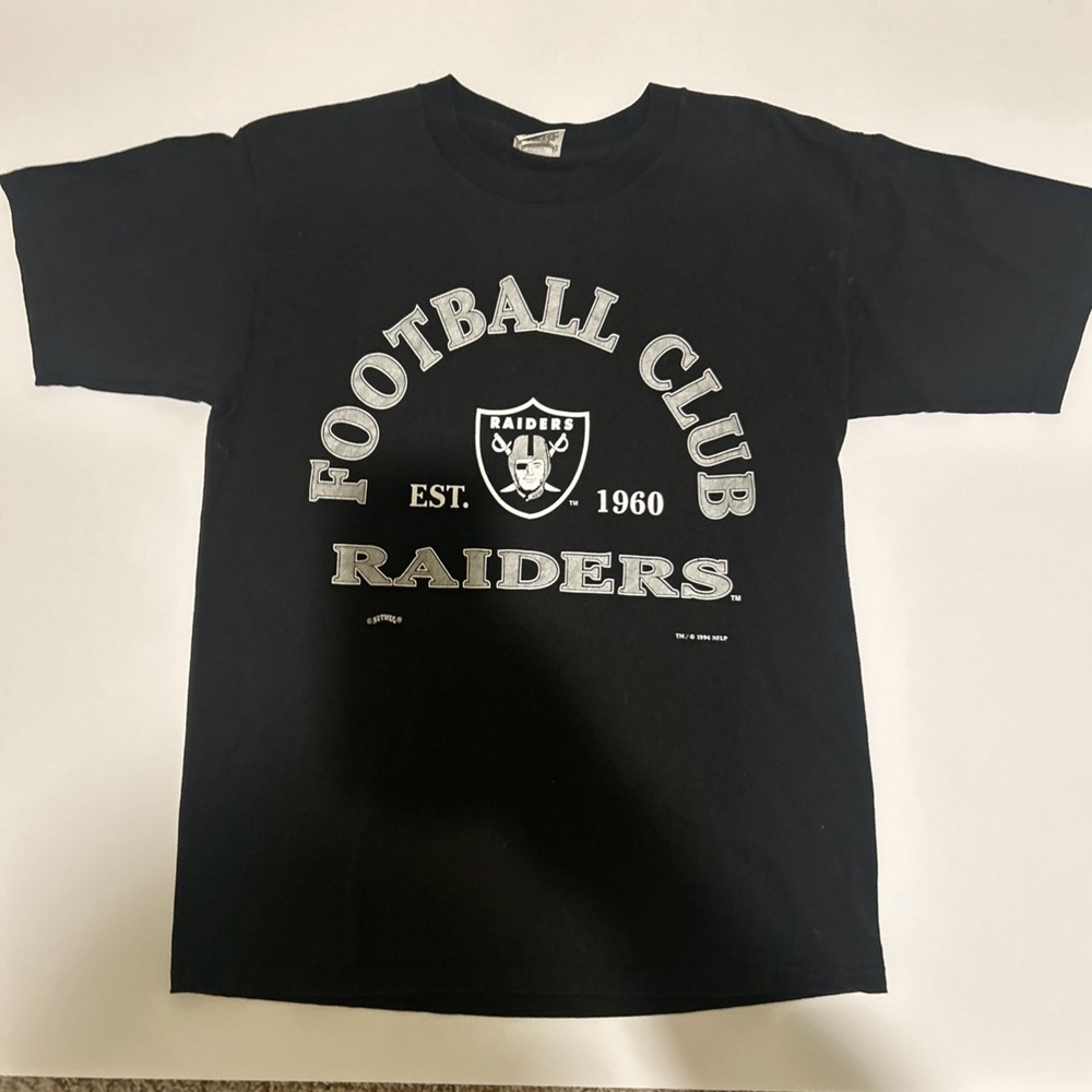 Vintage 90’s Raiders Men's Black Short Sleeve Tee